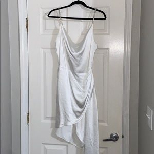 White satin midi with studded straps